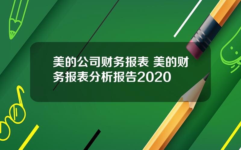 美的公司财务报表 美的财务报表分析报告2020